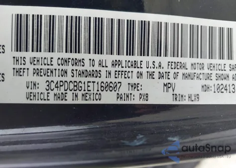 2014 Dodge Journey Sxt from USA, damaged, VIN 3C4PDCBG1ET160607